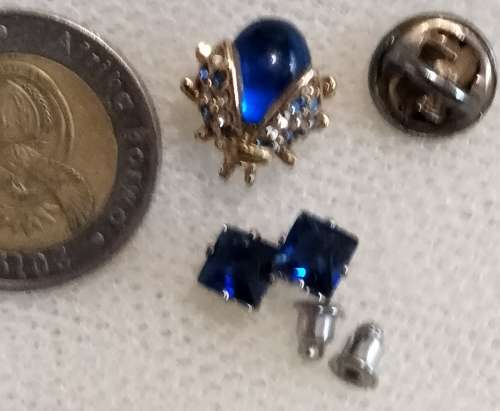 Brooch+ Earrings - 1 BUG Pin blue+Crystal+1 pair *EARRINGS Glass LOOK At My BUY NOW ltems NO WAITING