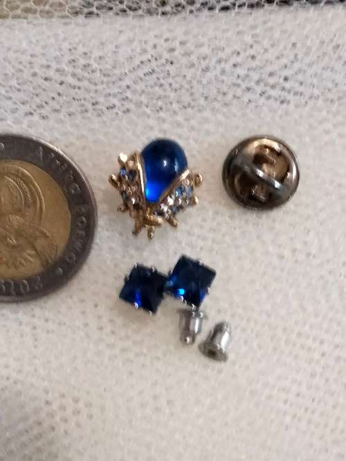 Brooch+ Earrings - 1 BUG Pin blue+Crystal+1 pair *EARRINGS Glass LOOK At My BUY NOW ltems NO WAITING
