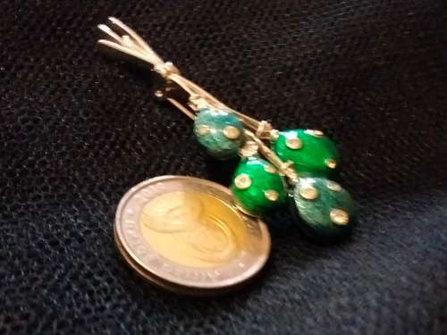 BROOCH Silver Tone metal Crystals clear onGreen Blue Balloons LOOK At My BUY NOW LISTINGS NO WAITING