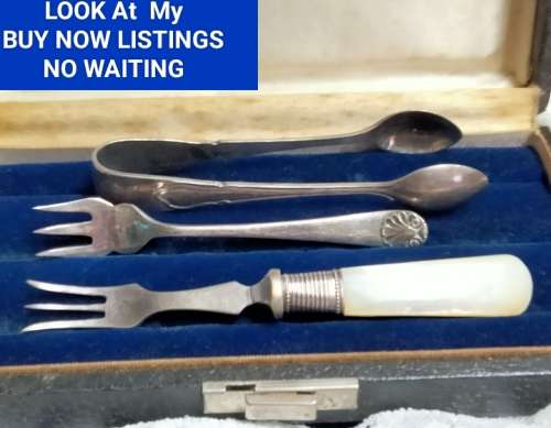 GORGEOUS 4mix EPNS Nips 2 small Fork 1Mother of Pearl handle+Box LOOK At My BUY NOW ltems NO WAITING