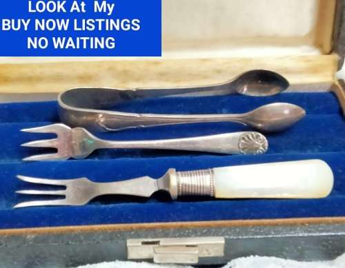 GORGEOUS 4mix EPNS Nips 2 small Fork 1Mother of Pearl handle+Box LOOK At My BUY NOW ltems NO WAITING
