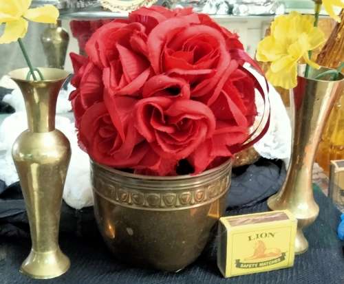 3 items 1BRASS VASE embossed  SCOTISH  ART &CRAFTS BROAD REPOUSSE DECOR TOP+2 Modern thin Vases
