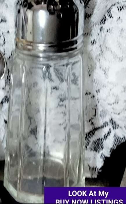 Bevelled clear Glass Sugar Sifter + plated Lid from England