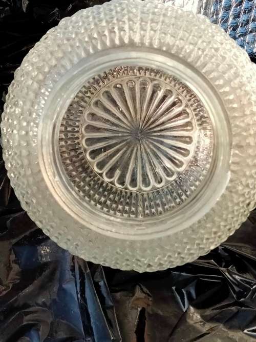 Lamp Shade Glass -1 Clear pressed raised Daisy TOP swirl ribbed *LOOK At My BUY NOW items NO WAITING