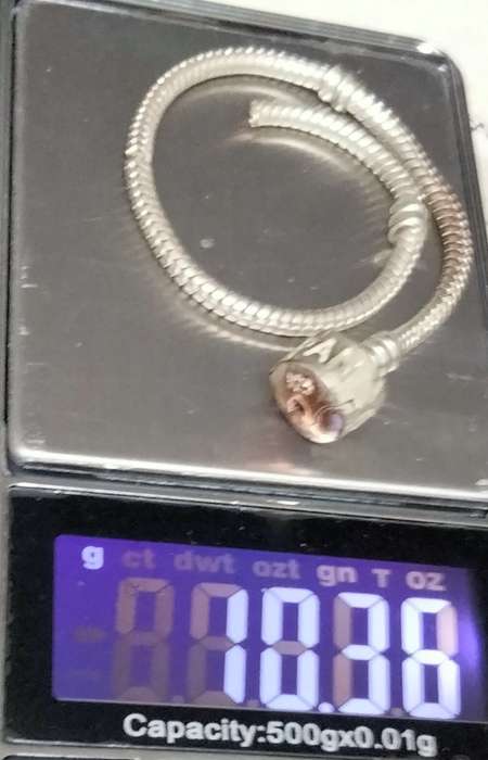 Sterling SILVER 925 PANDORA Bracelet catch working Note small rod missing so can't close