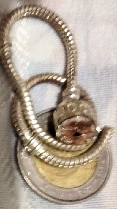 Sterling SILVER 925 PANDORA Bracelet catch working Note small rod missing so can't close