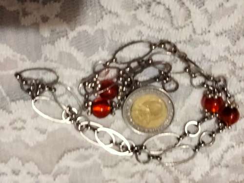Necklace multiple silver tone metal oblong 4 colour beads LOOK At My BUY NOW LISTINGS NO WAITING