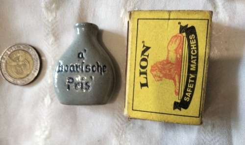 Rare A`boarische Pris Snuff German Salt Glaze Blue Bottle + Cork Small