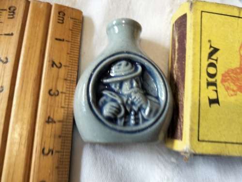 Rare A`boarische Pris Snuff German Salt Glaze Blue Bottle + Cork Small