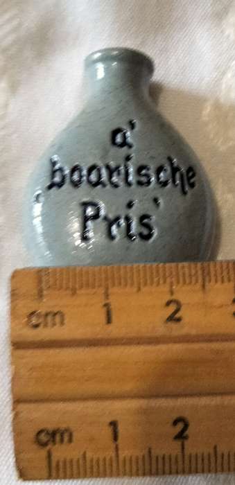 Rare A`boarische Pris Snuff German Salt Glaze Blue Bottle + Cork Small