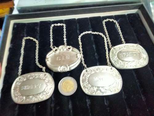 4 liquor label - 3 IANTHE silver plate UK-1 not-ALL for 1 BID LOOK AT MY BUY NOW LISTINGS NO WAITING