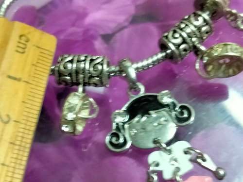 BRACELET Italian style 1-Dangle girl charm enameled pink+ black+Crystals+1 fish pink enameled+spacer