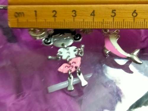 BRACELET Italian style 1-Dangle girl charm enameled pink+ black+Crystals+1 fish pink enameled+spacer