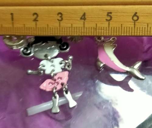 BRACELET Italian style 1-Dangle girl charm enameled pink+ black+Crystals+1 fish pink enameled+spacer