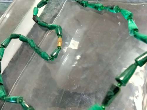Necklace Malachite SEMI PRECIOUS GEM STONE GREEN Graduating Conical shapes+glass bead spacers Turkey