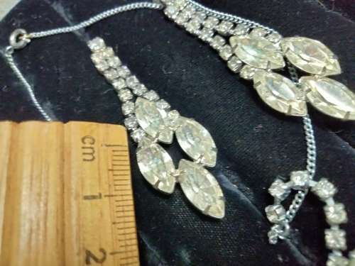 Necklace+ Earrings 1920/30s Rhinestone Crystals Glass CUT Marquise+Pear Paste Costume Jewellery