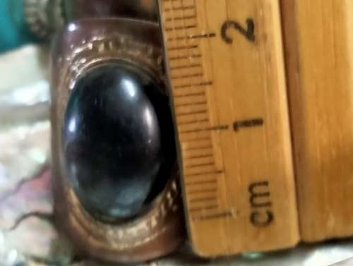 Dress RING Black Caboshone composite stone Cooper tone LOOK At My BUY NOW LISTING NO WAITING