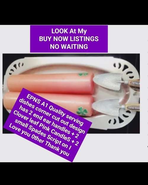 5 -1 Dish EPNS A1Quality  Handle 2 Candles 2 spades Script`I Love you+`Thank you`