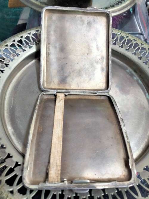 Curved Cigarette Case* Sterling Silver Hallmark 1931 Chester EJ Trivet & Son 129.37 grams