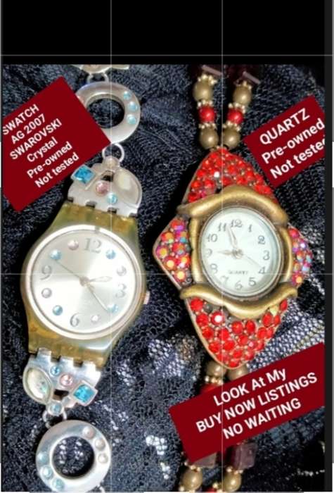 2 VTG watches 1SWATCH AG 2007 Swarovski Crystals+1 QUARTZ  Not Working LOOK At My BUY NOW NO WAITING