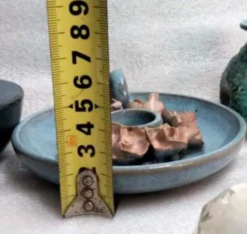 Candle holders -1 PINK Roses+1 Plain Pottery LOOK At My BUY NOW listings NO WAITING