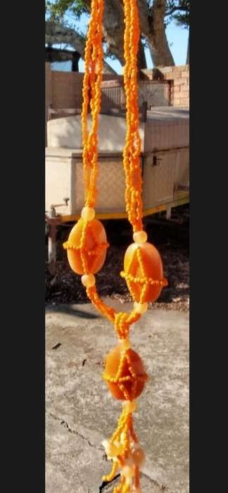 Neclace  - Large Butterscotch Glass beads Small Frosted + Orange +6 dangles *ABSOLUTELY FABULOUS