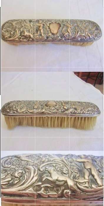 1906 - Sterling Silver Hallmark G+S Co BRUSH Top - Embossed intricate design