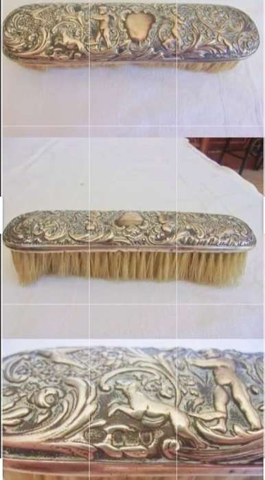 1906 - Sterling Silver Hallmark G+S Co BRUSH Top - Embossed intricate design