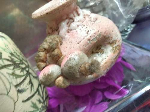 2 Vases - 1 Posy + Tubular Pottery Multicolour Glaze Pink Green decor