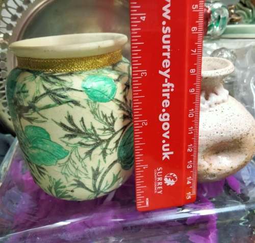 2 Vases - 1 Posy + Tubular Pottery Multicolour Glaze Pink Green decor