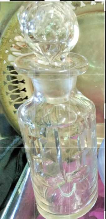 PERFUME bottle1 Clear impressed thumbies+I Cut Crystal Ring Holder Trinket bowl