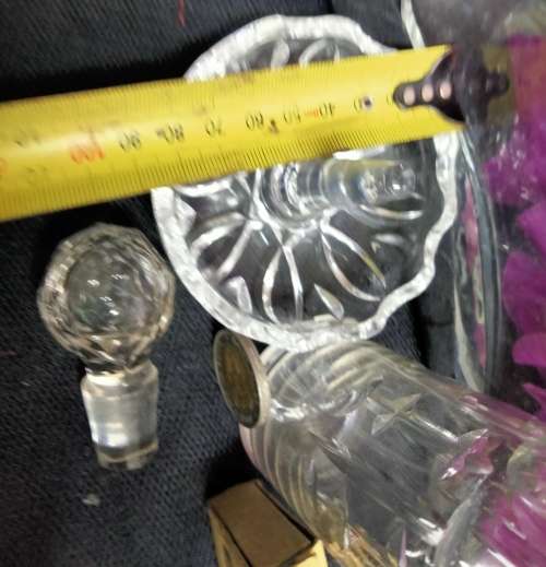 PERFUME bottle1 Clear impressed thumbies+I Cut Crystal Ring Holder Trinket bowl
