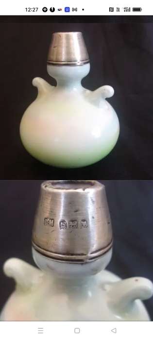 1917 Charles May STERLING Silver Neck collar porcelain Bud VASE LOOK at My BUY NOW items NO WAITING