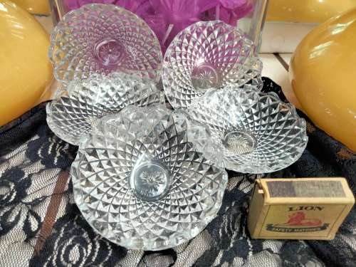 Box Glass Lidded 2 + 1 no lid 5 pieces - Crystal  made in ITALY Bon Bon dish or trinket box
