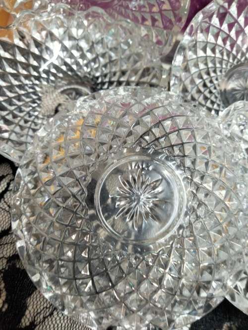 Box Glass Lidded 2 + 1 no lid 5 pieces - Crystal  made in ITALY Bon Bon dish or trinket box