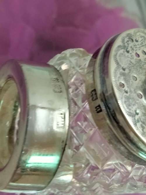 Sterling Silver Lid+Collar HallmarkedWD lion Passant Small Glass Bottle LOOK At My BUY NOW items