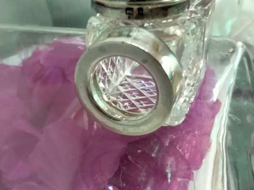 Sterling Silver Lid+Collar HallmarkedWD lion Passant Small Glass Bottle LOOK At My BUY NOW items