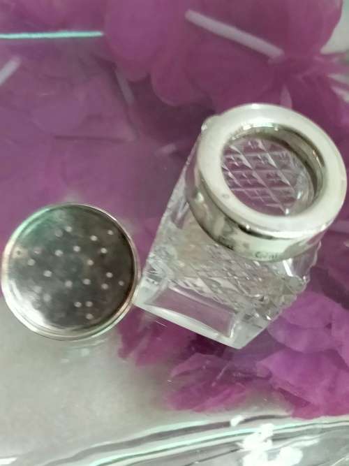 Sterling Silver Lid+Collar HallmarkedWD lion Passant Small Glass Bottle LOOK At My BUY NOW items