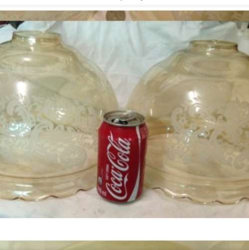 2 X GLASS shades  CEILING LIGHTS frosted frieze frilled edge Both for one bid