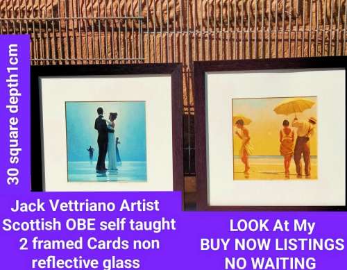 2 Jack Vettriano POST CARDS +Framed +Non reflective glassLOOK At My BUY NOW LISTINGS NO WAITING