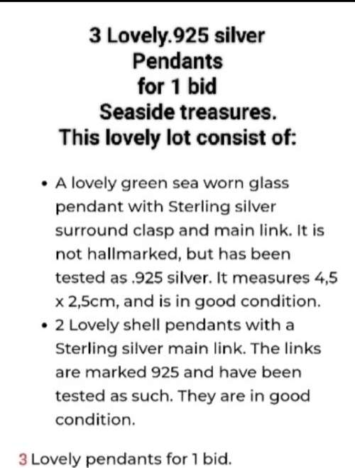 3 Sterling .925 - 2 shell+1 worn SEA Glass tests Silver Sea Treasures  - All 1 BID