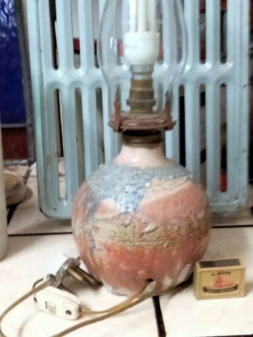 lamp base Pottery Table lamp - Pink Blue- electric WORKING LOOK At My BUY NOW LISTINGS NO WAITING