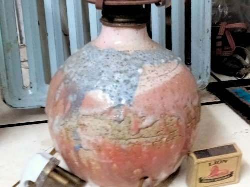 lamp base Pottery Table lamp - Pink Blue- electric WORKING LOOK At My BUY NOW LISTINGS NO WAITING