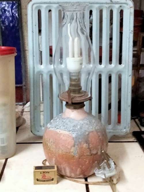 lamp base Pottery Table lamp - Pink Blue- electric WORKING LOOK At My BUY NOW LISTINGS NO WAITING