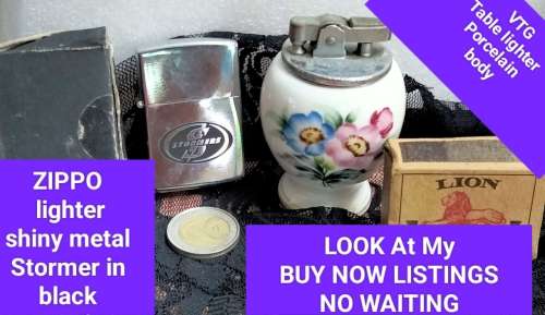 2 LIGHTERs STORMERS STAR +Porcelain table lighter Not Working LOOK At My BUY NOW LISTINGS NO WAITING