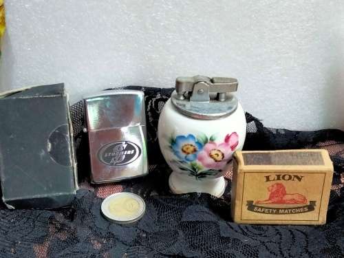 2 LIGHTERs STORMERS STAR +Porcelain table lighter Not Working LOOK At My BUY NOW LISTINGS NO WAITING
