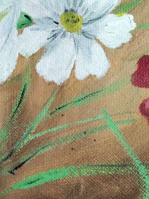 Painting Oil -Pink Red White  Flowers LOOK At My BUY NOW items NO WAITING