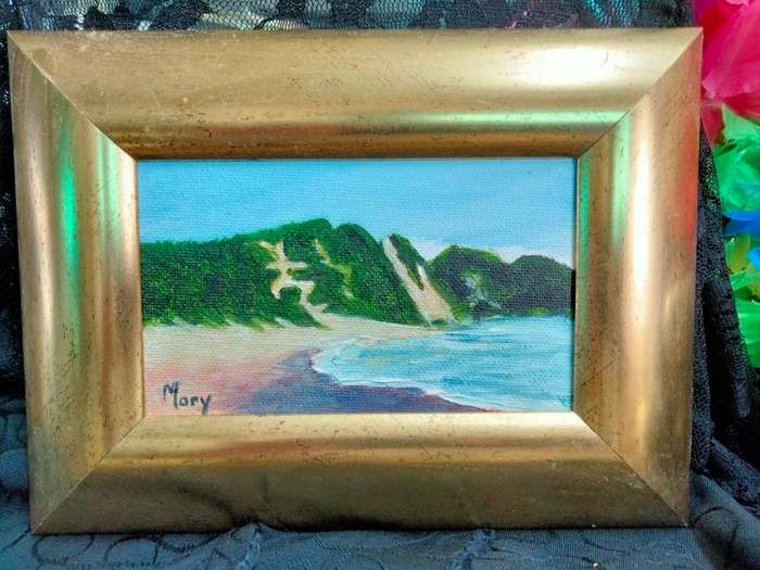 Miniature Painting  Seascape small Oil on board  scene Exquisite
