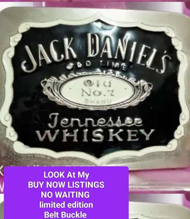 Belt BUCKLE+ Tin empty JACK DANIELS OLD TIME No.7 TENNESSEE WHISKEY 2COLOUR ENAMEL SILVER TONE METAL