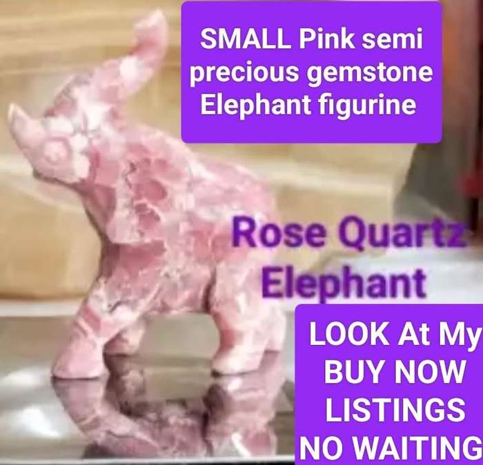 1 Rose Quartz PINK Elephant figurine Small Look at my Buy Now listings No Waiting